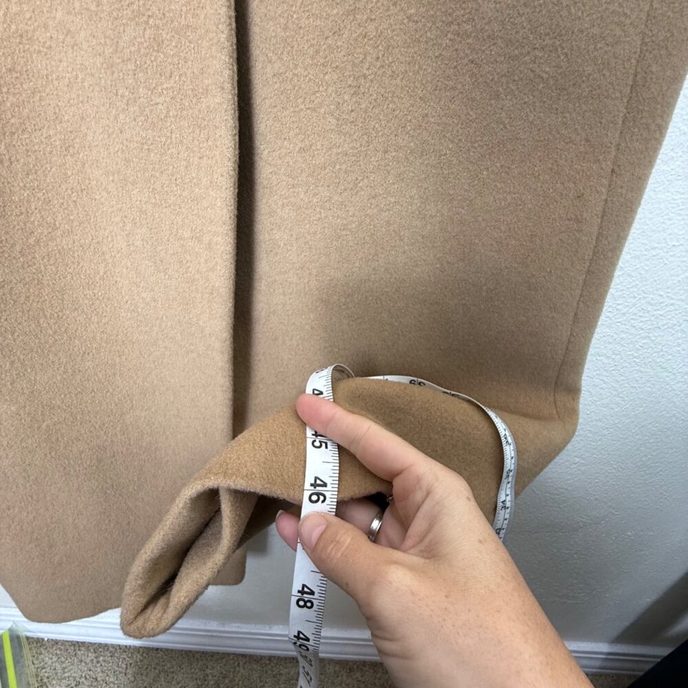 VTG Neiman Marcus Double-Breasted Camel Hair Coat With Satin Lining Sz L - Picture 9 of 9